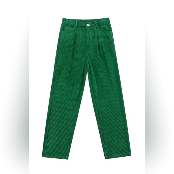Unisex POISON GREEN Corduroy Grampa Trousers - Picture 11 of 12